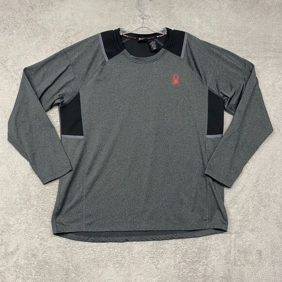 Spyder Shirt Men XL Gray Black ProWeb Performance Long Sleeve Athletic Training - Picture 1 of 8